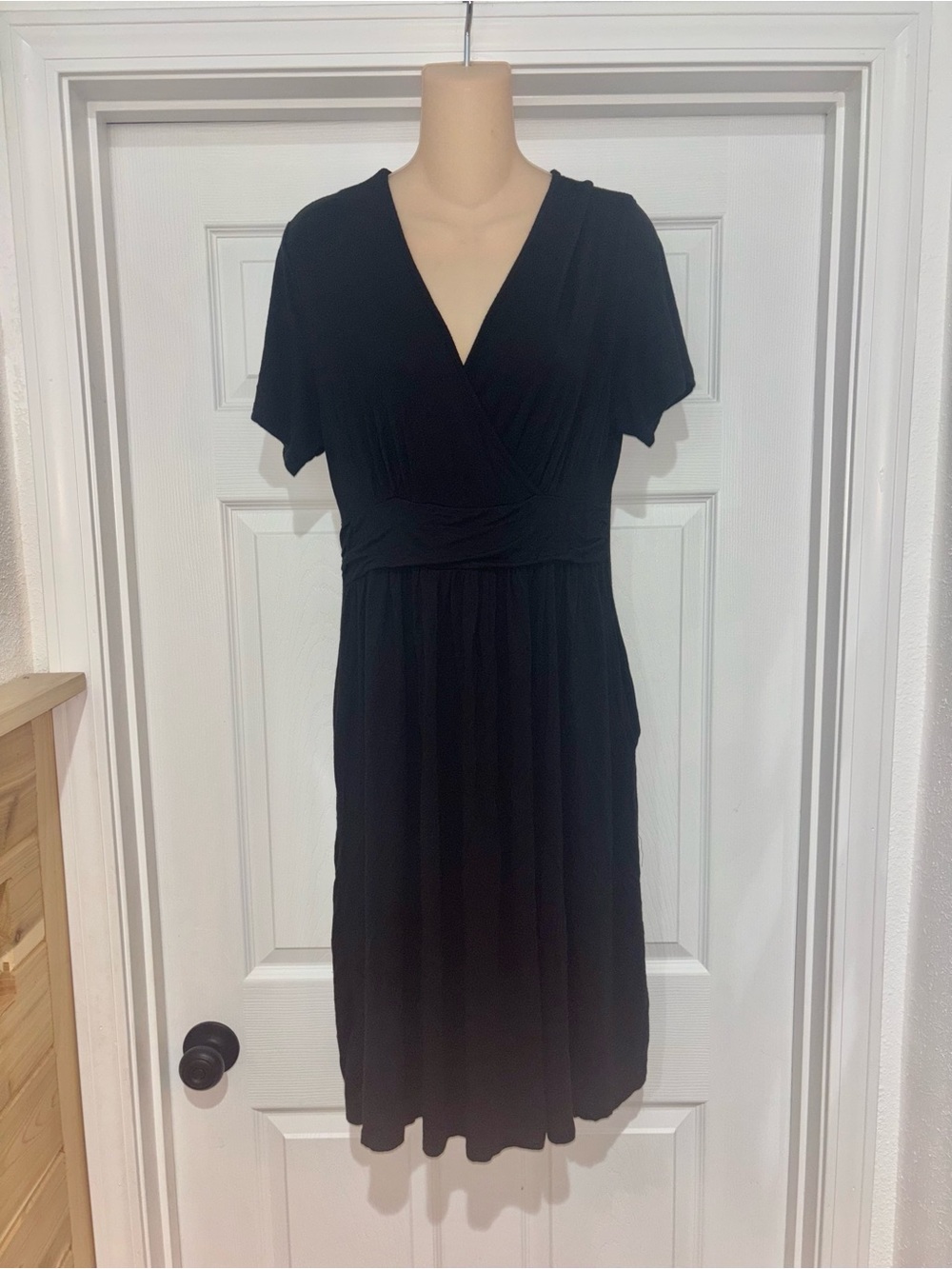 Classic Black Wrap-Style Women’s Dress